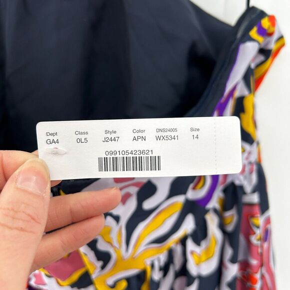 NWT J. CREW Blue Yellow Paisley 100% Silk Sarong Boho Summer Midi Dress Size 14 - Picture 8 of 10